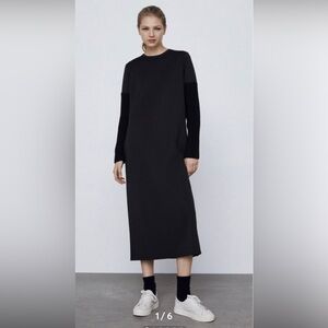 Zara TRICOT TRIMMED DRESS